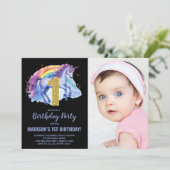 1st Rainbow Unicorn誕生日招待状写真 招待状 (スタンド正面)
