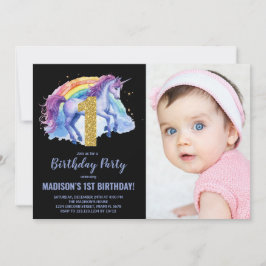 1st Rainbow Unicorn誕生日招待状写真 招待状