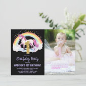 1st Rainbow Unicorn誕生日招待状写真 招待状 (スタンド正面)