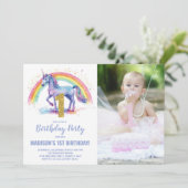 1st Rainbow Unicorn誕生日招待状写真 招待状 (スタンド正面)