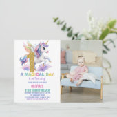 1st Rainbow Unicorn誕生日招待状w photo 招待状 (スタンド正面)