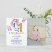 1st Rainbow Unicorn誕生日招待状w photo 招待状 (スタンド正面)