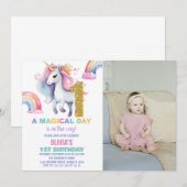 1st Rainbow Unicorn誕生日招待状w photo 招待状 (正面/裏面)