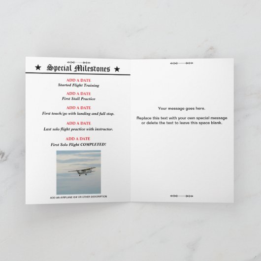 1st Solo Flight Congratulations Card カード (内部)