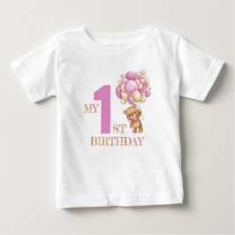 1st teddy bear pickingl ベビーTシャツ