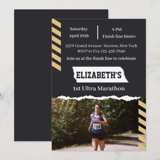 1st Ultra Marathon Finisher Runner First Running 招待状 (正面/裏面)