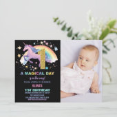 1st Unicorn誕生日招待状と写真 招待状 (スタンド正面)