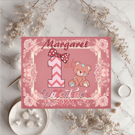 1st Valentine's Day Teddy Bear Bow Floral Motifs  ジグソーパズル