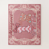 1st Valentine's Day Teddy Bear Bow Floral Motifs  ジグソーパズル (縦)