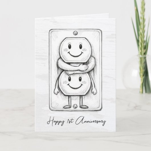 1st Wedding Anniversary Electrical Socket  カード (正面)