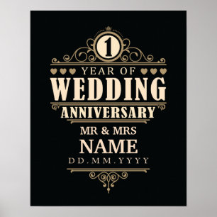 1st Wedding Anniversary Elegant ポスター
