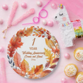 1st Wedding Anniversary Fall Floral  ペーパープレート (パーティー)