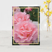 1st Wedding Anniversary Wishes Elegant Pink Roses カード (黄色い花)