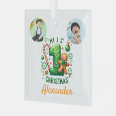 1st Xmas Candy Cane Gingerbread Photo Ornament ガラスオーナメント (正面左)