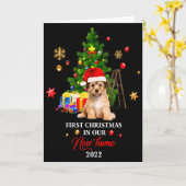 1st Xmas In Our New Home Xmas Norfolk Terrier T Sh カード (黄色い花)