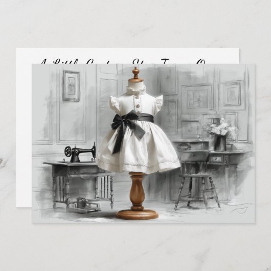 1thバースデーアトリエブラック&ホワイトスタイル 招待状 (正面/裏面)