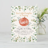 1thバースデーウォーターカラーパンプキン&ユーカリプタス 招待状 (スタンド正面)