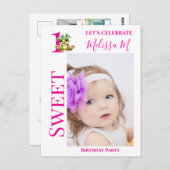 1thバースデーカエルパーティの招待状 ポストカード (正面/裏面)