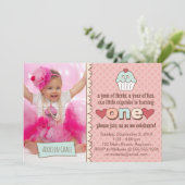 1thバースデーカップケーキ招待状 招待状 (スタンド正面)