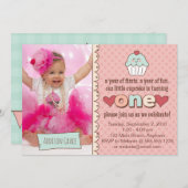 1thバースデーカップケーキ招待状 招待状 (正面/裏面)