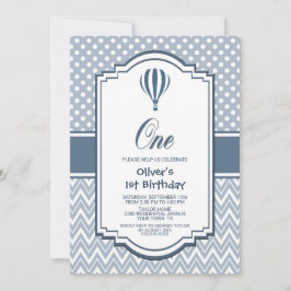 1thバースデーグレーホットエアバルーンパーティー 招待状