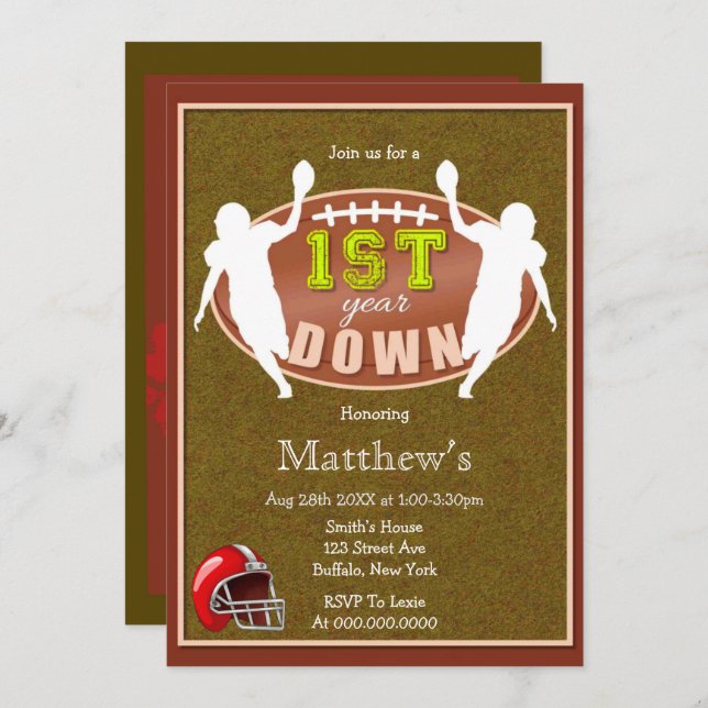 1thバースデーサッカーパーティの招待状 (正面/裏面)