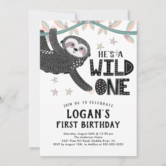 1thバースデースロット誕生日招待状 招待状 (正面)