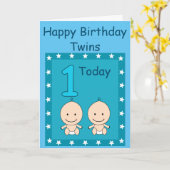 1thバースデーツインボーイズカスタムズ カード (黄色い花)