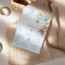 1thバースデーテディベア誕生日招待状