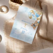 1thバースデーテディベア誕生日招待状 招待状