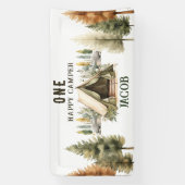 1thバースデーハッピーキャンパー子供の誕生日パーティー 横断幕 (縦)