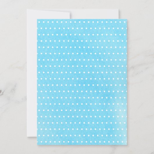 1thバースデーバプティスブルー金ゴールド文字水玉模様 招待状 (裏面)