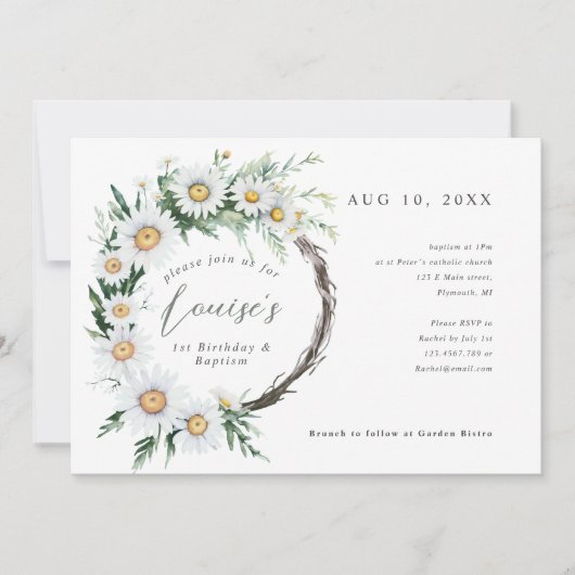 1thバースデーバプテスマデイジーリース 招待状 (正面)