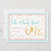 1thバースデーパステル&ゴールドフォイル紙吹雪写真 招待状 (裏面)