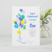 1thバースデーブルーバルーンパーティー 招待状 (スタンド正面)