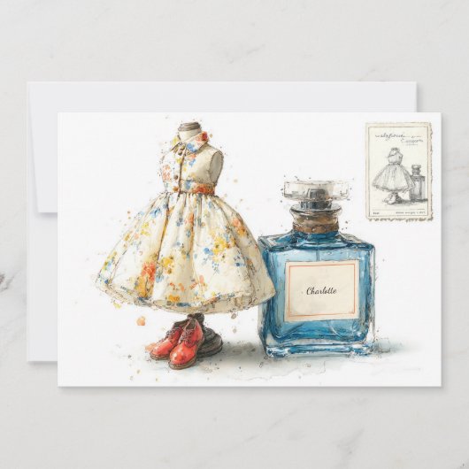 1thバースデーブルーフローラ香水テーマ 招待状 (正面)