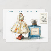 1thバースデーブルーフローラ香水テーマ 招待状 (正面/裏面)