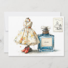 1thバースデーブルーフローラ香水テーマ 招待状