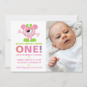 1thバースデーベビーガールリトルモンスター招待状 招待状 (正面)