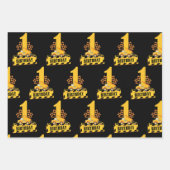 1thバースデーボーイ建築テーマパターン ラッピングペーパーシート (正面)