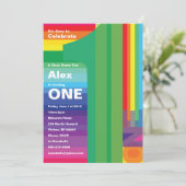 1thバースデーモダンレインボー招待状 招待状 (スタンド正面)
