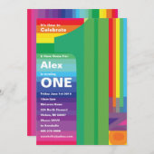 1thバースデーモダンレインボー招待状 招待状 (正面/裏面)