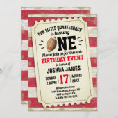 1thバースポーツサッカーチケット素朴レッド 招待状 (正面/裏面)