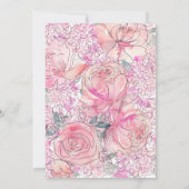 1th誕生日いくつかのバニーピンクの水色フローラ 招待状 (裏面)