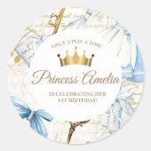 1th誕生日おとぎ話プリンセスガーリー誕生日 ラウンドシール (正面)