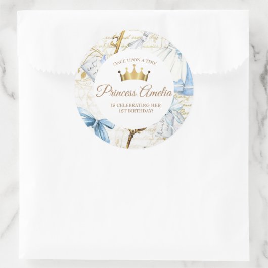 1th誕生日おとぎ話プリンセスガーリー誕生日 ラウンドシール (バッグ)
