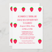 1th誕生日とてもベリーかわいいイチゴの女の子パーティー 招待状 (正面/裏面)