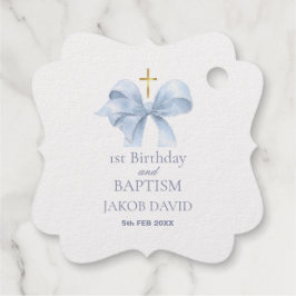 1th誕生日とバプテスボーイズブルーボウブラケット フェイバータグ