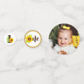 1th誕生日ひまわり素朴の木1枚の写真 コンフェッティ (正面)