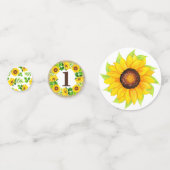 1th誕生日ひまわり素朴の木1枚の写真 コンフェッティ (裏面)